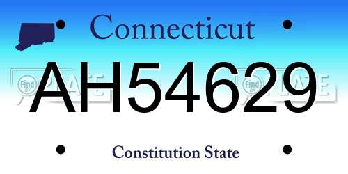 AH54629 Connecticut License Plate