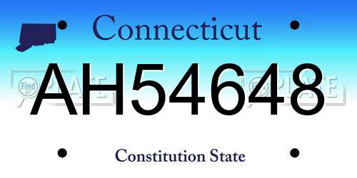 AH54648 Connecticut License Plate