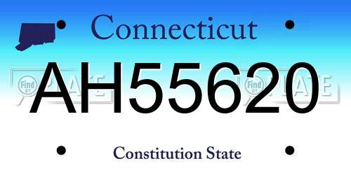 AH55620 Connecticut License Plate