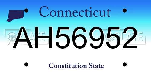 AH56952 Connecticut License Plate