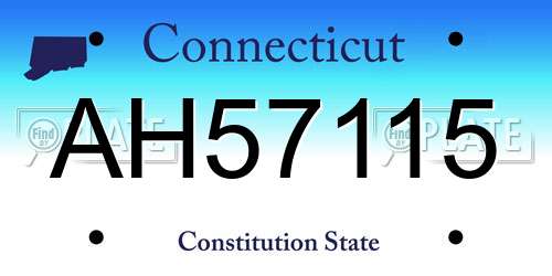AH57115 Connecticut License Plate