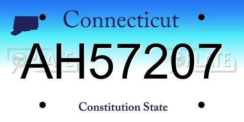 AH57207 Connecticut License Plate