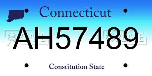 AH57489 Connecticut License Plate