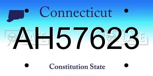 AH57623 Connecticut License Plate