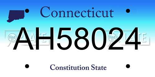 AH58024 Connecticut License Plate