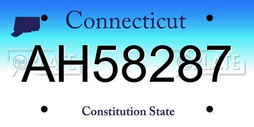 AH58287 Connecticut License Plate
