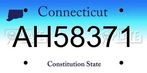 AH58371 Connecticut License Plate