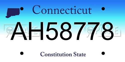AH58778 Connecticut License Plate