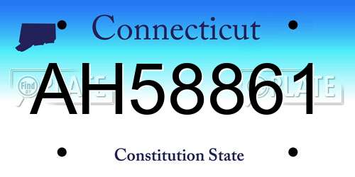 AH58861 Connecticut License Plate