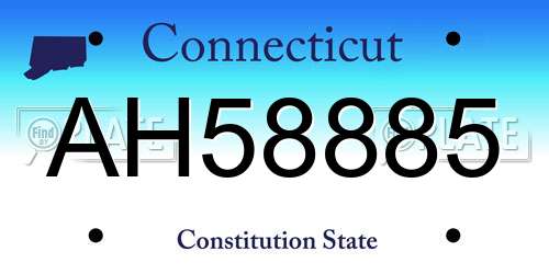 AH58885 Connecticut License Plate