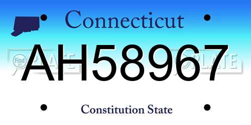 AH58967 Connecticut License Plate