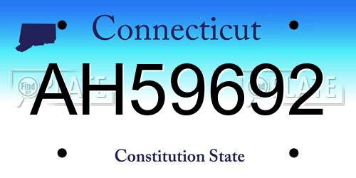 AH59692 Connecticut License Plate