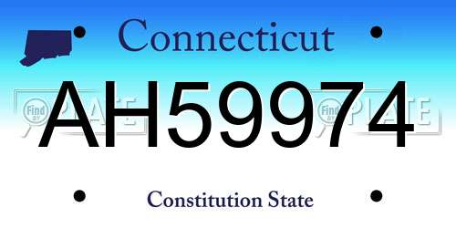AH59974 Connecticut License Plate