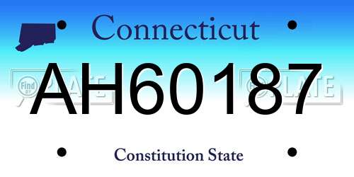 AH60187 Connecticut License Plate