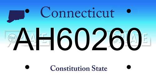 AH60260 Connecticut License Plate
