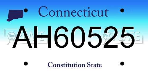 AH60525 Connecticut License Plate