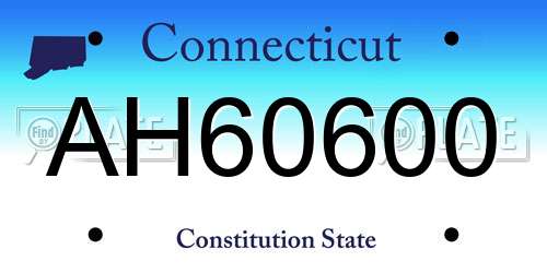 AH60600 Connecticut License Plate