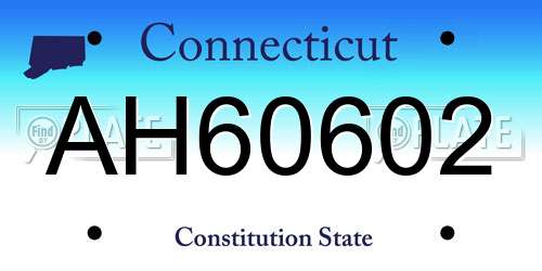 AH60602 Connecticut License Plate