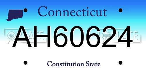 AH60624 Connecticut License Plate