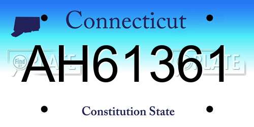 AH61361 Connecticut License Plate