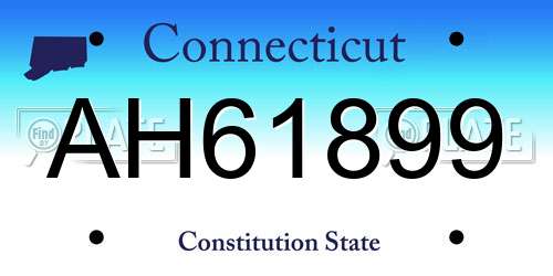AH61899 Connecticut License Plate