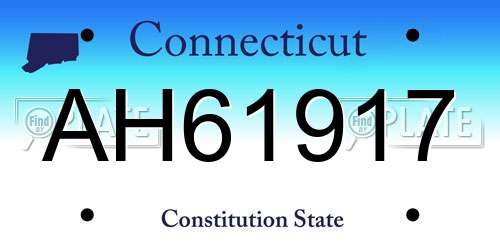 AH61917 Connecticut License Plate
