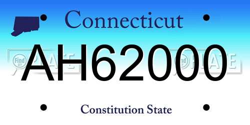AH62000 Connecticut License Plate