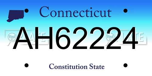 AH62224 Connecticut License Plate