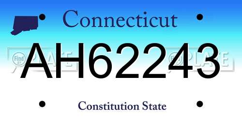 AH62243 Connecticut License Plate