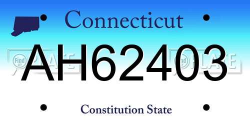 AH62403 Connecticut License Plate