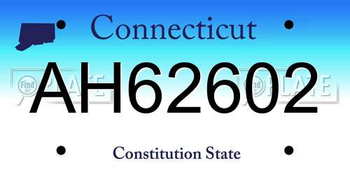 AH62602 Connecticut License Plate