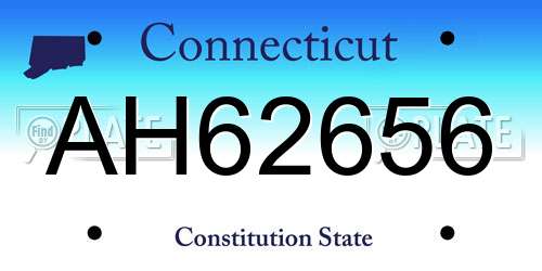AH62656 Connecticut License Plate