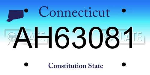 AH63081 Connecticut License Plate