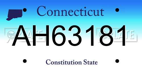AH63181 Connecticut License Plate