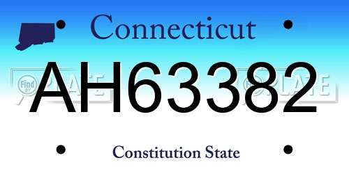 AH63382 Connecticut License Plate