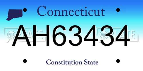 AH63434 Connecticut License Plate