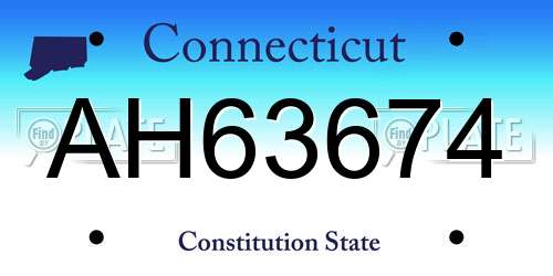 AH63674 Connecticut License Plate