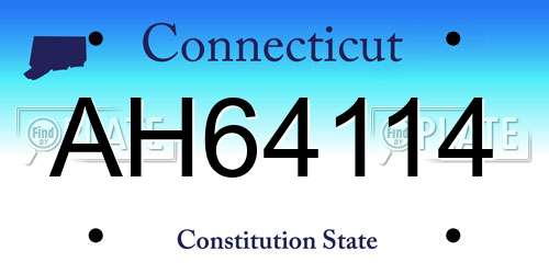 AH64114 Connecticut License Plate