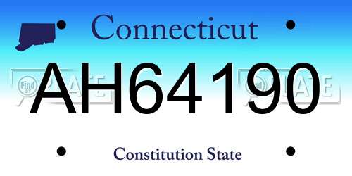 AH64190 Connecticut License Plate