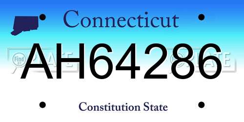 AH64286 Connecticut License Plate