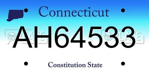 AH64533 Connecticut License Plate