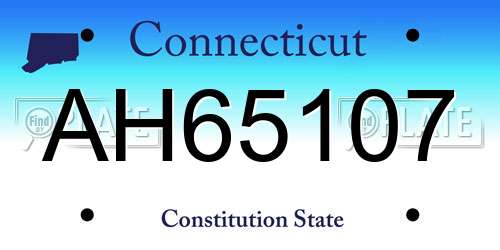 AH65107 Connecticut License Plate