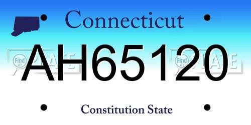 AH65120 Connecticut License Plate