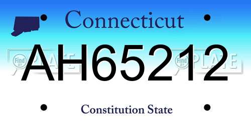 AH65212 Connecticut License Plate