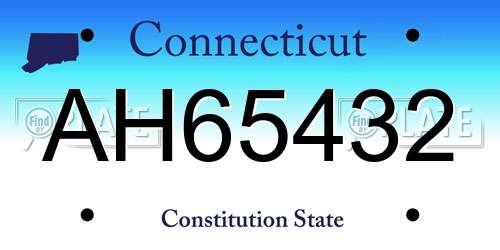AH65432 Connecticut License Plate