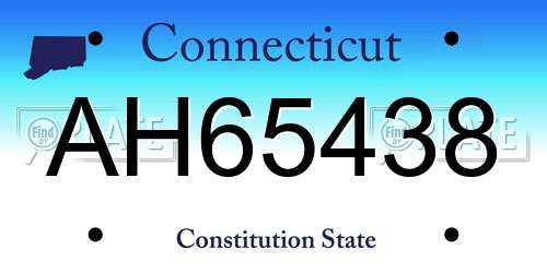 AH65438 Connecticut License Plate
