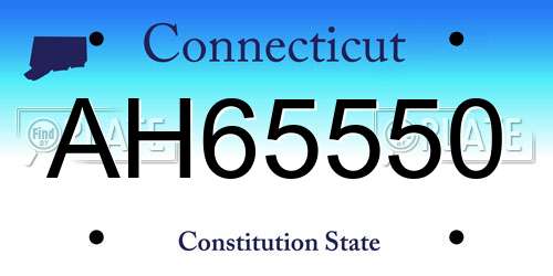 AH65550 Connecticut License Plate