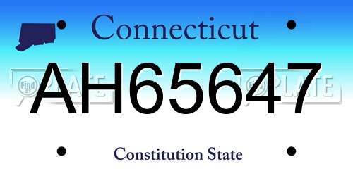 AH65647 Connecticut License Plate