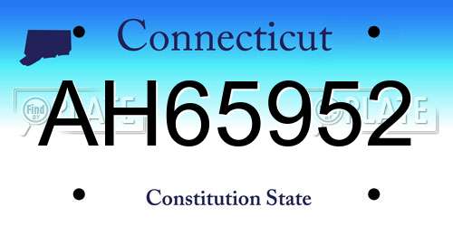 AH65952 Connecticut License Plate
