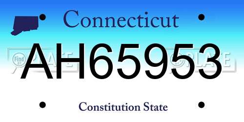 AH65953 Connecticut License Plate
